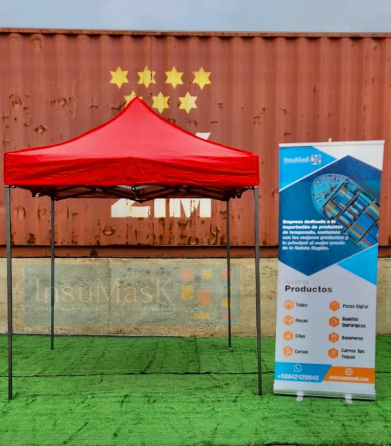 TOLDO 3X3 FIERRO NEGRO TECHO AZUL/ ROJO/NEGRO/VERDE/FUCSIA/BEIGE - Imagen 2